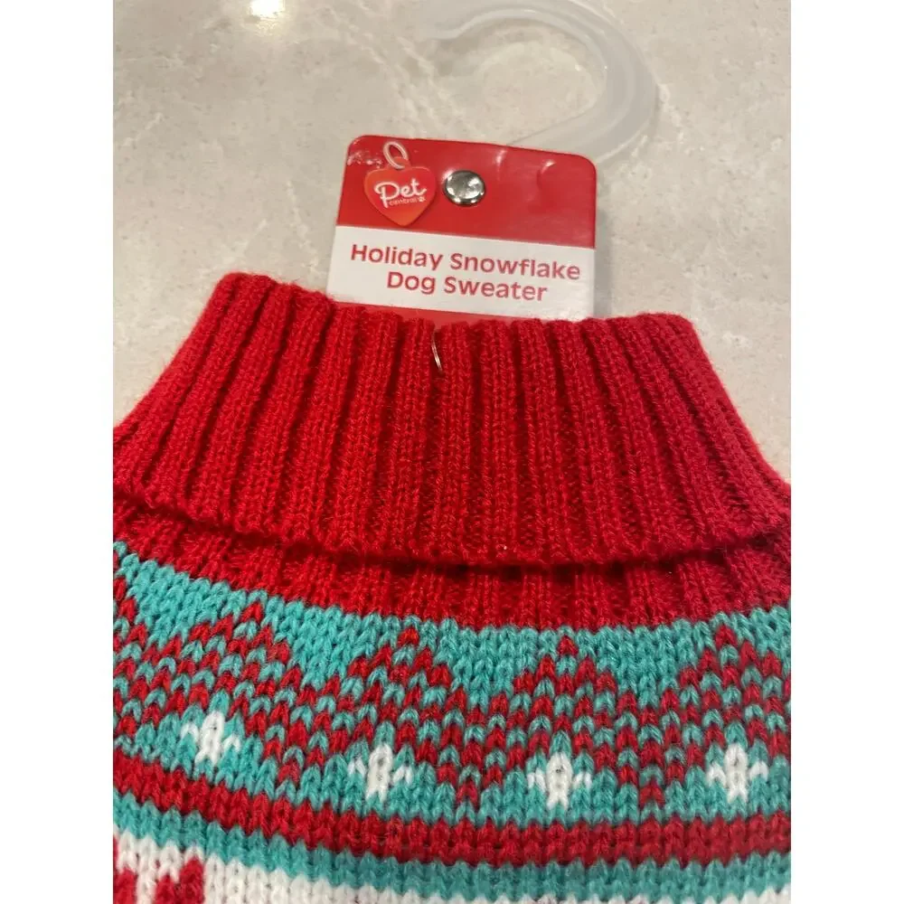 Pet Central puppy dog sweater XS knitted Lot 2 gingerbread snowflakes New w/ tag